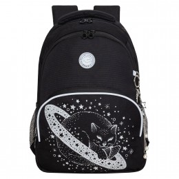 Рюкзак школьный GRIZZLY 'Космический кот' 27*40*20см, полиэстер, черный
