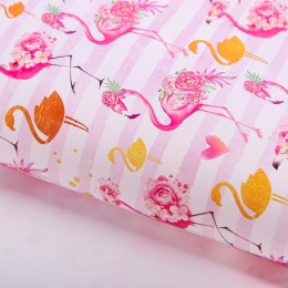 Бумага упаковочная глянцевая 'Золотой фламинго', 70*100 см 