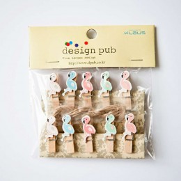 Прищепки декоративные, 'Фламинго'. набор 10 шт, дерево CREATIVEBOX											