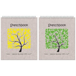 Скетчбук 170*200мм 20л, гребень, 'Sketchbook black' ПОЛИНОМ, блок 100г/м2, бумага черная