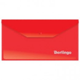 Папка-конверт на кнопке С6 красная 180мкм BERLINGO, 223*120мм
