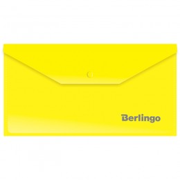 Папка-конверт на кнопке С6 желтая 180мкм BERLINGO, 223*120мм