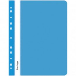 Папка-скоросшиватель А4 прозрачный верх синяя 180мкм BERLINGO, с перфорацией
