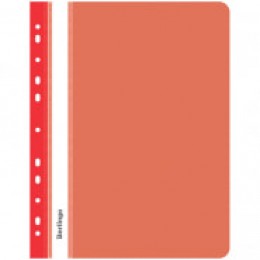 Папка-скоросшиватель А4 прозрачный верх красная 180мкм BERLINGO, с перфорацией