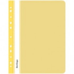 Папка-скоросшиватель А4 прозрачный верх желтая 180мкм BERLINGO, с перфорацией, 11отв.
