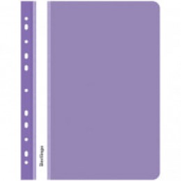 Папка-скоросшиватель А4 прозрачный верх фиолетовая 180мкм BERLINGO, с перфорацией, 11отв.