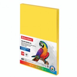 Бумага цветная листовая А4 80г/м2 BRAUBERG, интенсив, желтая (1 лист)