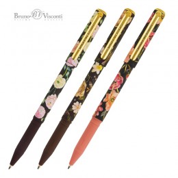 Ручка шариковая масляная 0,7мм синяя Bruno Visconti 'Флора. Черная ночь'