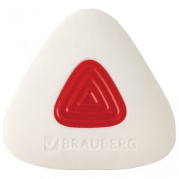Ластик белый треугольный BRAUBERG 'Trios PRO' 36*36*9мм, белый, треугольный, красный пластиковый дер