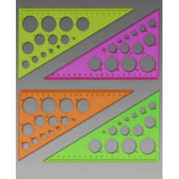 Треугольник 19см 30гр пластик СТАММ 'Neon Cristal', с окружностями, отливн. шкала, 4цв