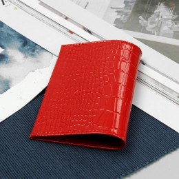 Обложка для пенсионного удостоверения, 7,5*0,3*11 см, крокодил красный 