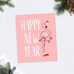 Открытка-карточка Happy New Year фламинго, 8.8*10.7 см 