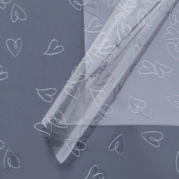 Плёнка упаковочная глянцевая сердечки, 58*58см, 50 мкм