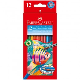 Карандаши акварельные 12цв FABER-CASTELL 'Colour pencils', с кистью, в картонной коробке