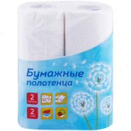 Полотенца бумажные OfficeClean, 2-слойные, 9,6м/рул, белые, 2шт.