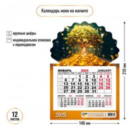 Календарь отрывной на магните 2025г. 'Денежное дерево' КВАДРА, 14,8*21см