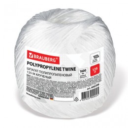 Шпагат полипропиленовый, 1600текс, 125м, диаметр 2 мм, белый, бобина, BRAUBERG Шпагат полипропиленовый, 1600текс, 125м, диаметр 2 мм, белый, бобина, BRAUBERG