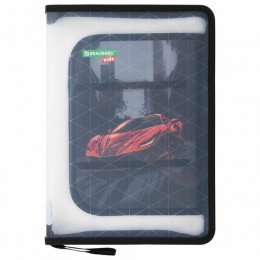 Папка для труда А4 на молнии 'Red car', 1 отделение, пластик, органайзер, BRAUBERG