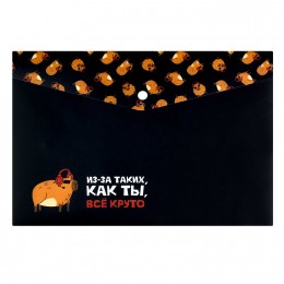 Папка-конверт на кнопке А4 'Крутая капибара' 180мкм ФЕНИКС+, пластик