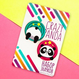Значок на подложке 'Crazy panda' 8*12 см, Micio