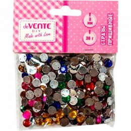 Декоративные стразы, 8мм, 30гр. акриловые, ассорти, пришивные, deVENTE 'Круглые' 