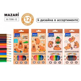 Карандаши 12цв MAZARI 'Капибара', шестигранные, заточенные