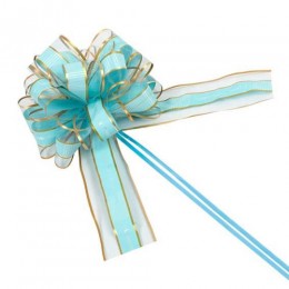 Бант-шар, голубой/золото, 64мм