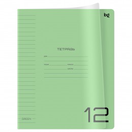 Тетрадь 12л линия 'UniTone. Green' BG, пластиковая обложка, зеленая