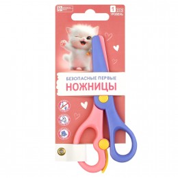 Ножницы 13,6см детские ФЕНИКС+ 'Озорной котенок', асимметричные