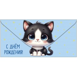 Конверт для денег 'С Днем Рождения!' котенок, Арт и Дизайн