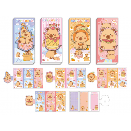 Закладки самоклеящиеся бумажные 3шт 6*12,8см Kimira 'Capybara', ассорти