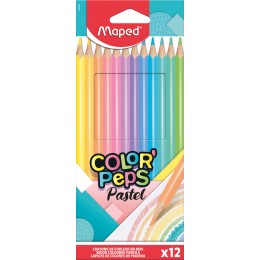 Карандаши 12цв MAPED 'Color Pep's Pastel', из липы,треугольные, ударопрочные 