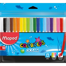 Фломастеры 18цв MAPED 'Color Pep's Ocean', с заблокированным пишущим узлом, супер смываемые