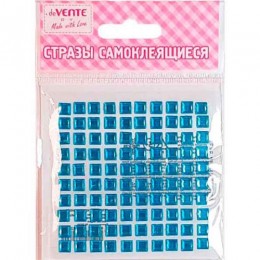Декоративные стразы, 6мм, 100шт. акриловые, голубые, самоклеящиеся, deVENTE 'Square' 