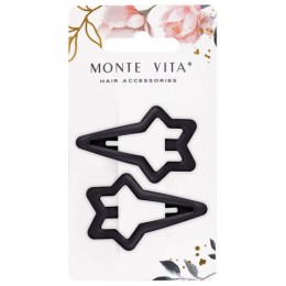 Заколка для волос НАБОР 2 шт, 5,5 см, клик-клак, soft touch, чёрный, MONTE VITA