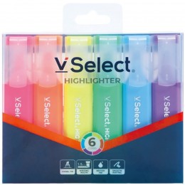 Набор текстмаркеров 6цв 1-5мм VSelect 'Fluorescent Color'