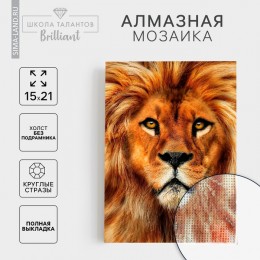 Алмазная вышивка 'Лев' 15*21 см, полное заполнение, холст