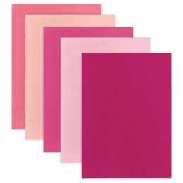 Цветной фетр для творчества А4 210*297мм BRAUBERG 5л., 5цв., толщ. 2мм, оттенки розового
