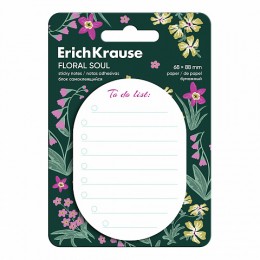 Блок клейкий 68*88мм 60л белый ERICH KRAUSE 'Floral Soul To do list', линия