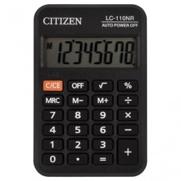 Калькулятор 8 разрядов карманный CITIZEN LC-110NR черный, питание от батарейки, 58*88*11мм