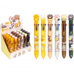 Ручка шариковая 8ми цветная 0,7мм deVENTE 'Кошачья лапа'