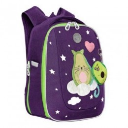 Рюкзак школьный GRIZZLY 'Авокадо' 29*36*18см, полиэстер, фиолетовый