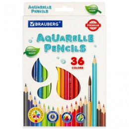 Карандаши акварельные 36цв BRAUBERG PREMIUM AQUARELLE, грифель мягкий 4 мм