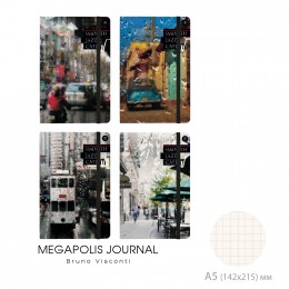 Блокнот А5 100л, линия 'Megapolis Journal. Jazz cafe' Bruno Visconti, на резинке