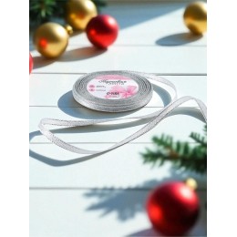 Лента декоративная серебряная, 6мм*23±1м, парчовая