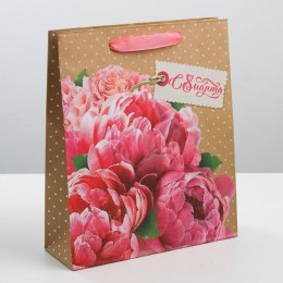 Пакет крафтовый вертикальный «С 8 Марта!», ML 23*27*8 см 