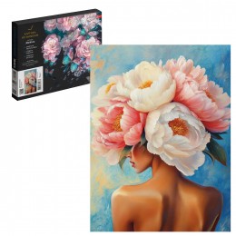 Картина по номерам 'Девушка-пион' ФЕНИКС+, 30*40см, с акриловыми красками, холст на подрамнике