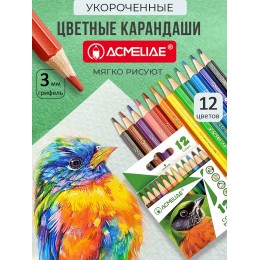 Карандаши короткие 12цв ГАММА ACMELIAE, шестигранные, пластиковые