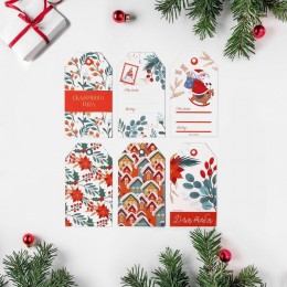 Шильдик декоративный в наборе 'Сказочного года' 5*9см, набор 6шт