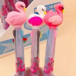 Ручка шариковая 3х цветная 0,5мм 'Фламинго', 16,5см (3 дизайна)
